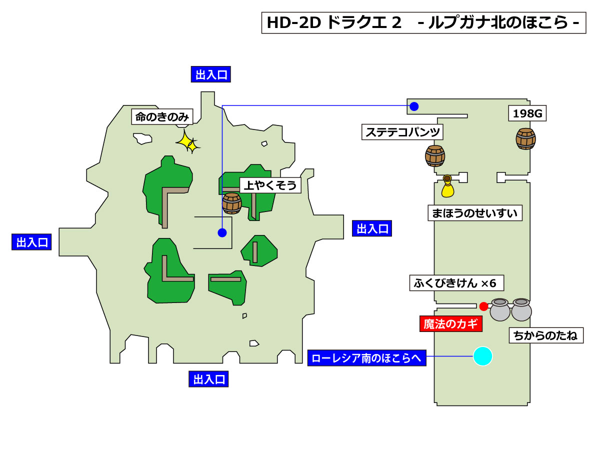 HD-2D版ドラクエ2 「ルプガナ北のほこら」マップ