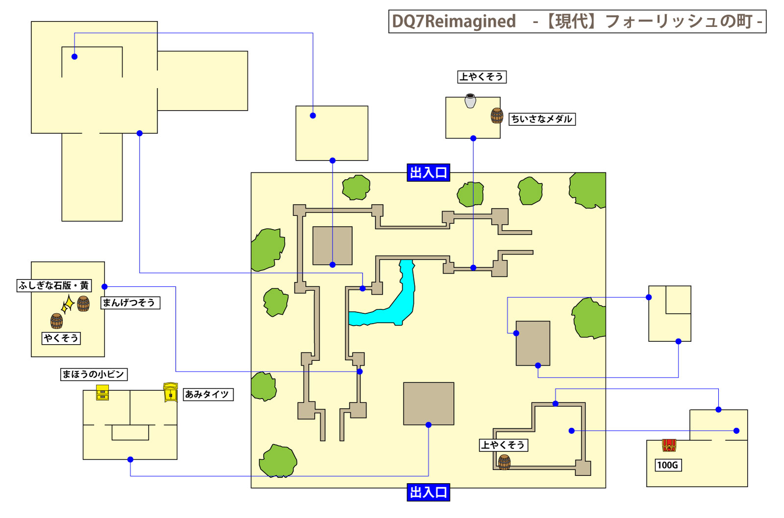 ドラクエ7リイマジンド「フォーリッシュの町(現代)」のマップ