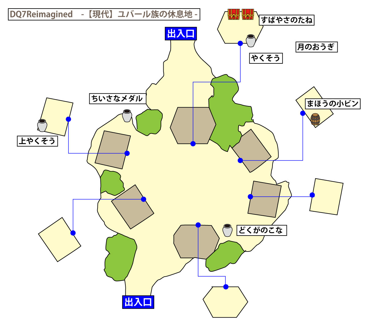 ドラクエ7リイマジンド「ユバール族の休息地(現代)」のマップ