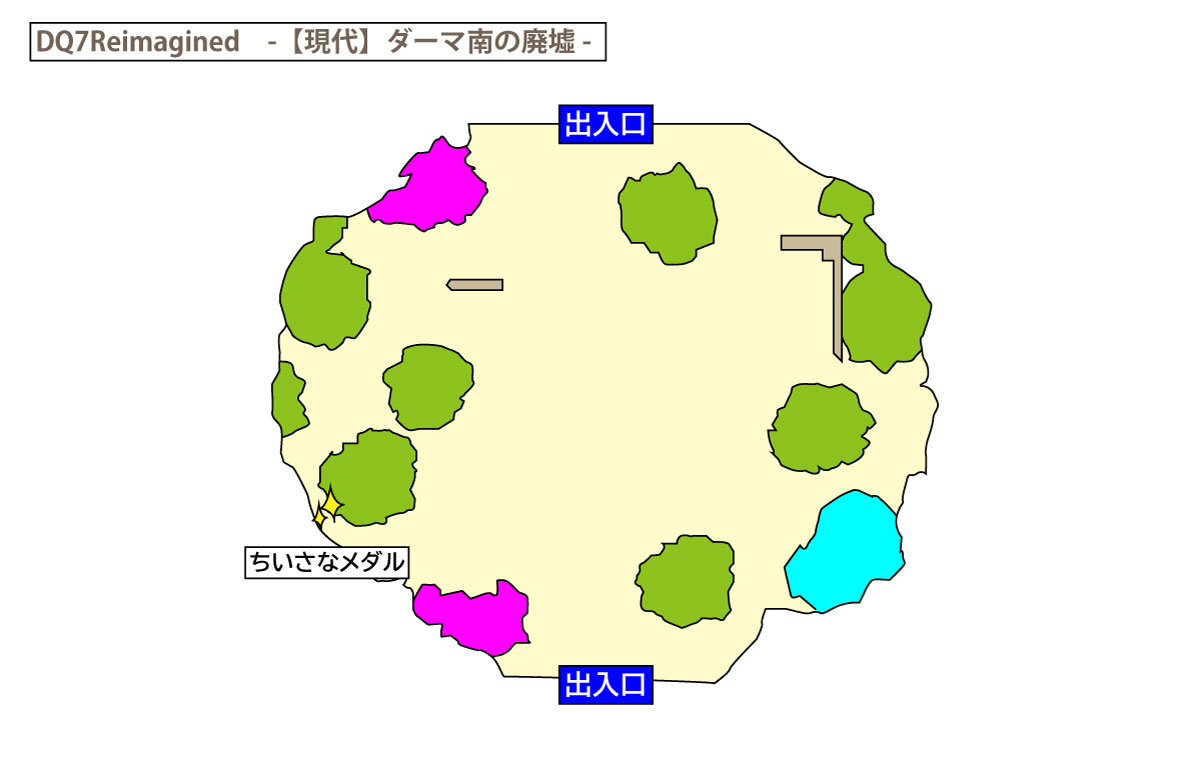 ドラクエ7リイマジンド「ダーマ南の廃墟」のマップ