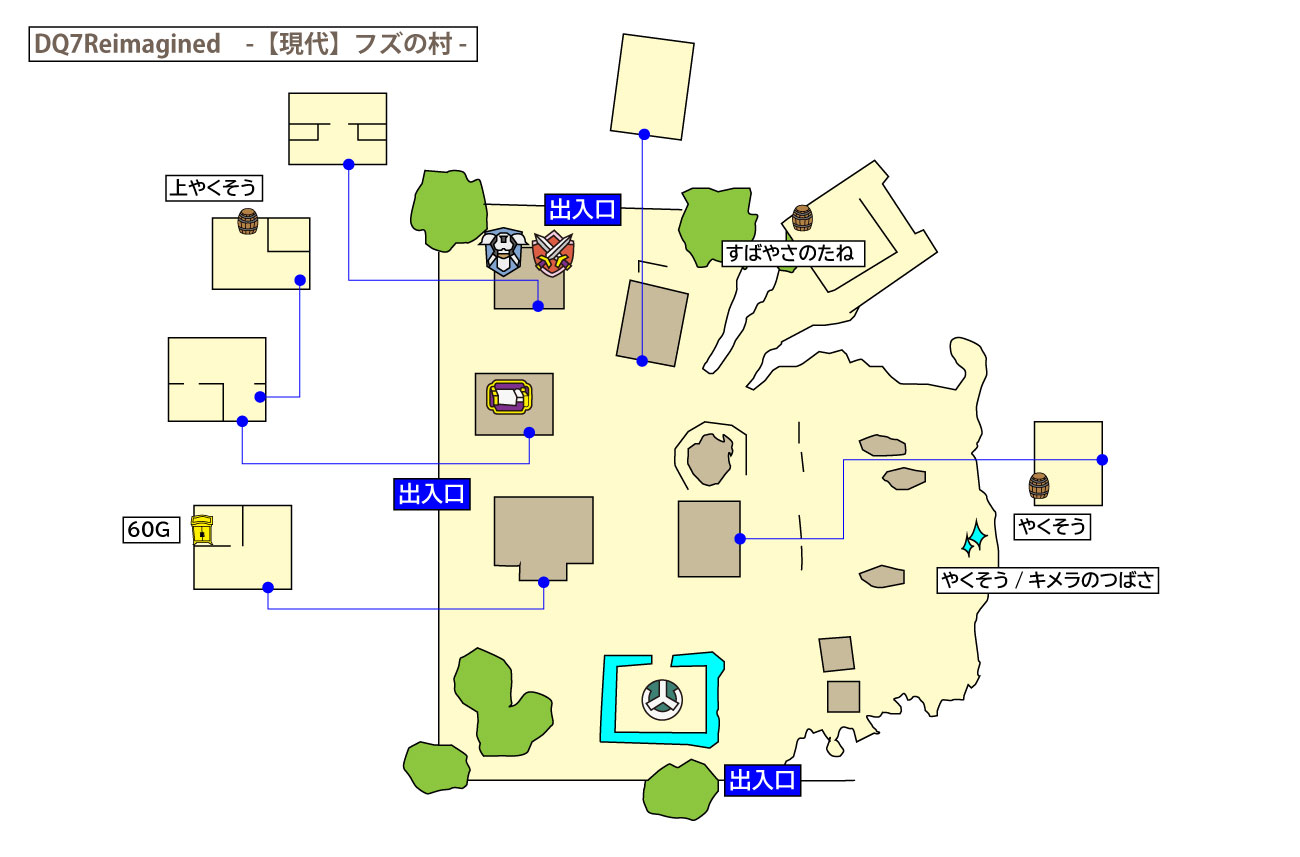 ドラクエ7リイマジンド「フズの村」のマップ