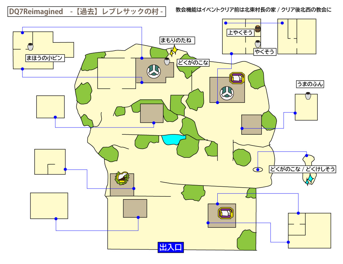 ドラクエ7リイマジンド「レブレサックの村(過去)」のマップ