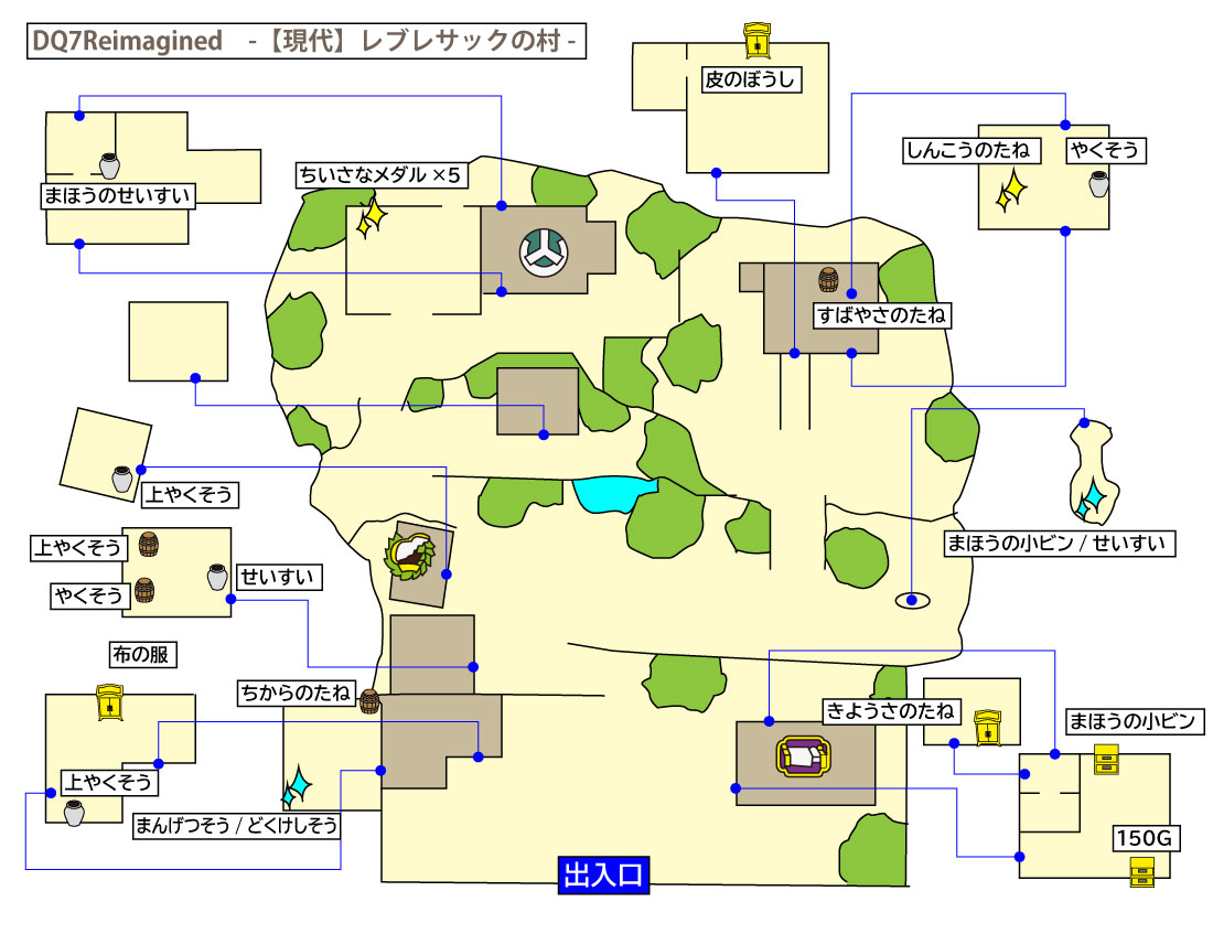 ドラクエ7リイマジンド「レブレサックの村(現代)」のマップ