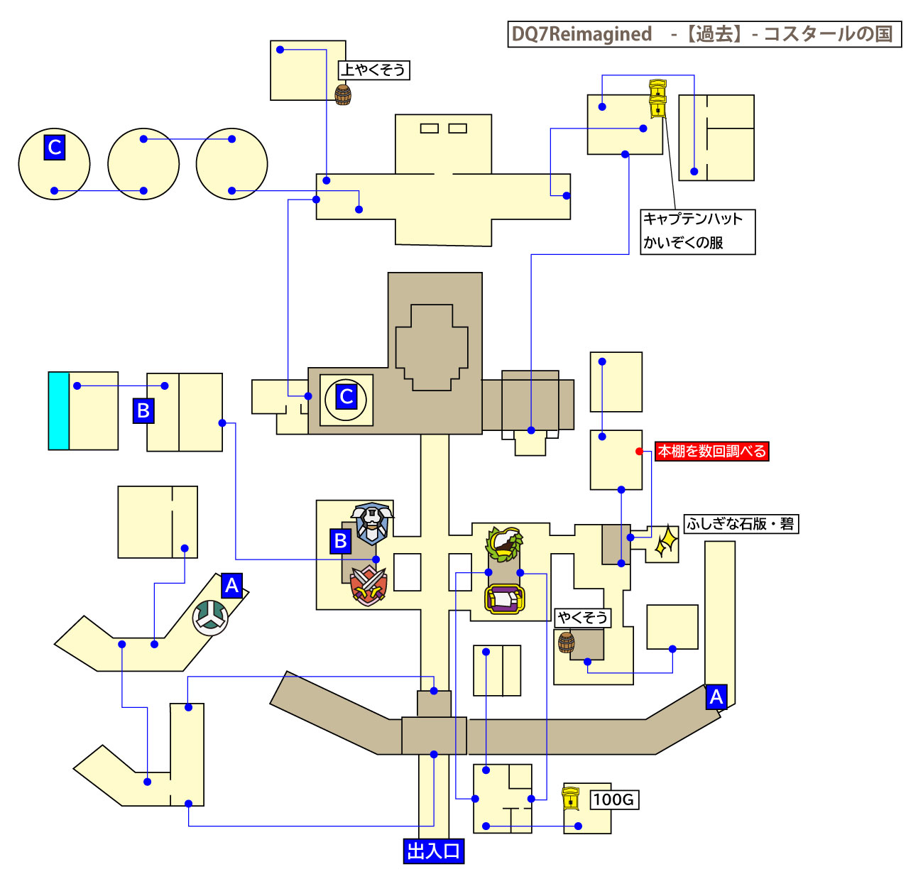 ドラクエ7リイマジンド「コスタールの国(過去)」のマップ