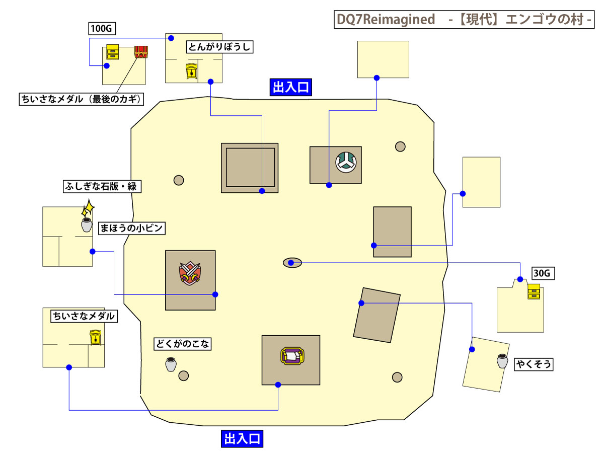 ドラクエ7リイマジンド「エンゴウの村(現代)」のマップ