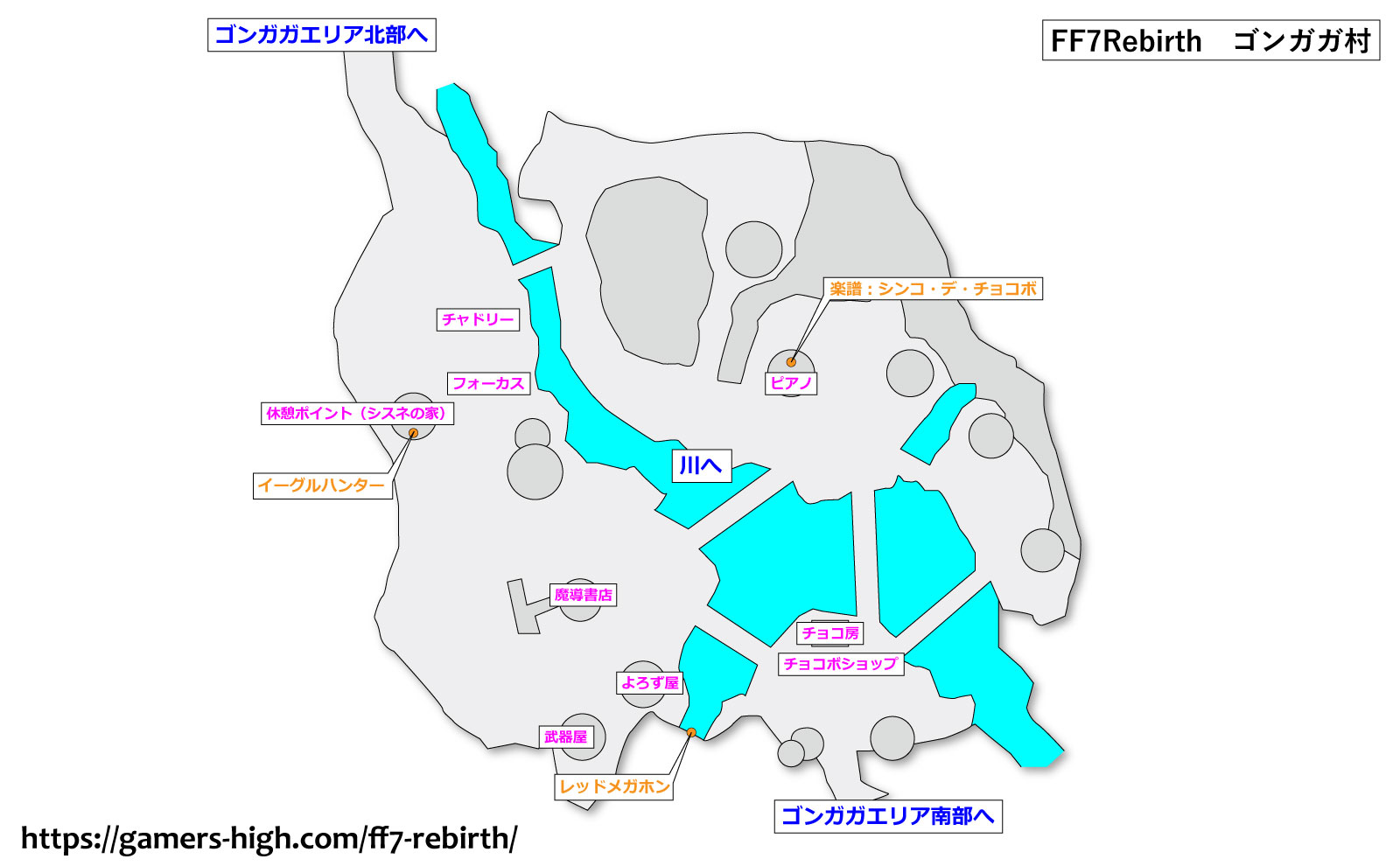 FF7リバース「ゴンガガ村」マップ